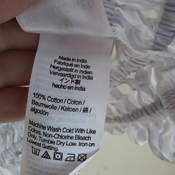 J. Crew Blue & White Smocked Striped Crop Top Gently Used Size L - Picture 10 of 14